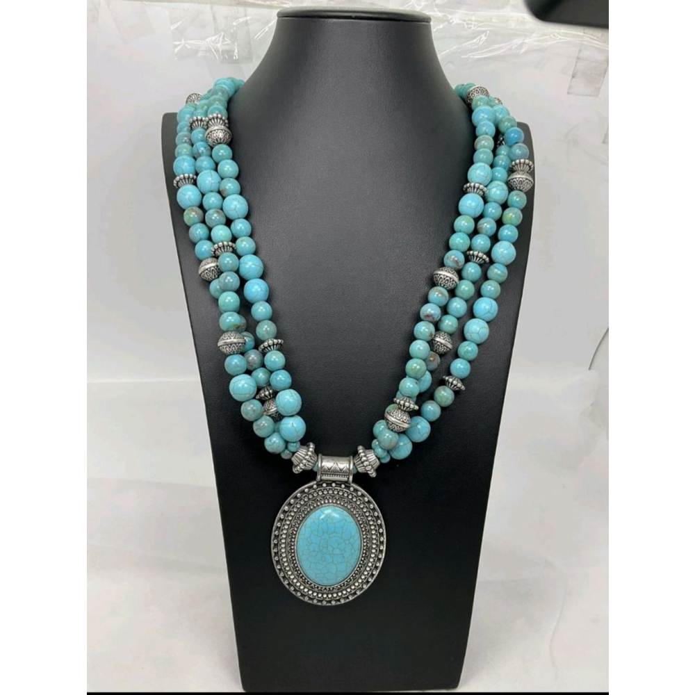 NWT Chico’s Ashlee Faux Turquoise Multi-Strand Statement Necklace 32"